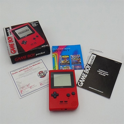 Game Boy Pocket Konsol - Rød - Komplet i æske - SNR MH14181601 (B Grade) (Genbrug)